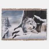 Winterwolf-Wächter Gefrorenes Eisschloss Fantasy Decke (Vorderseite)