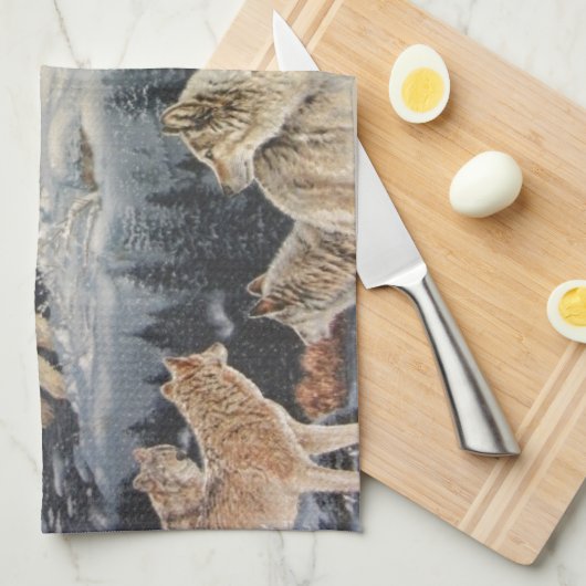 Winterwölfe Handtuch (Viertel Falte)