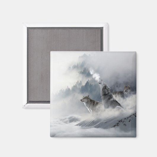 Winterwölfe mit Schneeschuhen Magnet (Vorderseite/Rückseite)