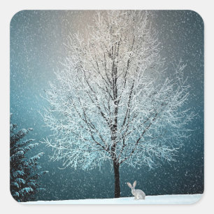 Winterwonderland-Aufkleber Quadratischer Aufkleber