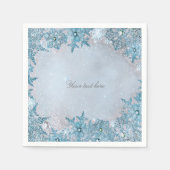 Winterwonderland Blaue Schneeflocken Elegantes Par Serviette (Vorderseite)