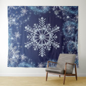 Winterwonderland Blaue Schneeflocken Magischer Hin Wandteppich (Beispiel (Horizontal))