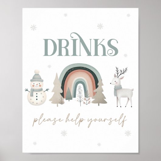 Winterwonderland Drinks Tafelzeichen Poster (Vorne)