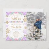 Winterwonderland Einladung mit Foto (Vorderseite)