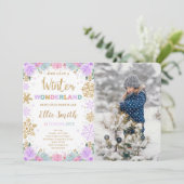 Winterwonderland Einladung mit Foto (Stehend Vorderseite)