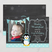 Winterwonderland Einladung zum Geburtstag (Vorne/Hinten)