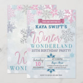 Winterwonderland Einladung zum Geburtstag (Vorne/Hinten)