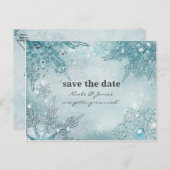 Winterwonderland Elegante Schneeflocken Save the D Ankündigungspostkarte (Vorne/Hinten)