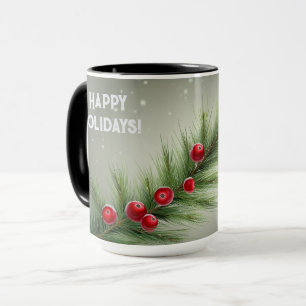 Winterwonderland Evergreen Pine & Red Berries Tass Tasse