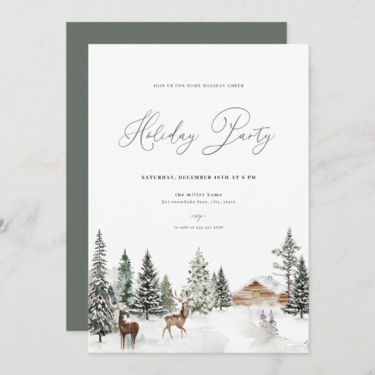 Winterwonderland Feiertag Einladung (Vorne/Hinten)