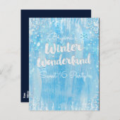 Winterwonderland Frozen Blue Event Save the Date Ankündigungspostkarte (Vorne/Hinten)