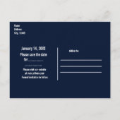 Winterwonderland Frozen Blue Event Save the Date Ankündigungspostkarte (Rückseite)