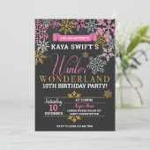 Winterwonderland Geburtstagseinladung Einladung (Stehend Vorderseite)