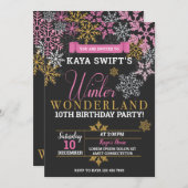 Winterwonderland Geburtstagseinladung Einladung (Vorne/Hinten)