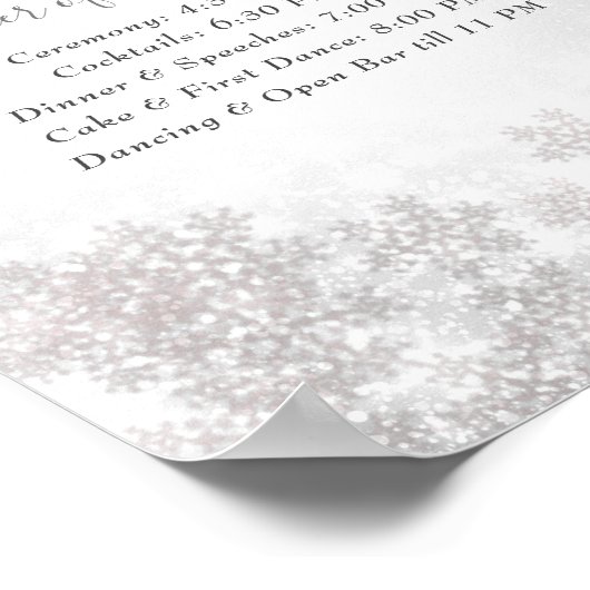 Winterwonderland-Hochzeit-Orden der Schneeflocken Poster (Ecke)