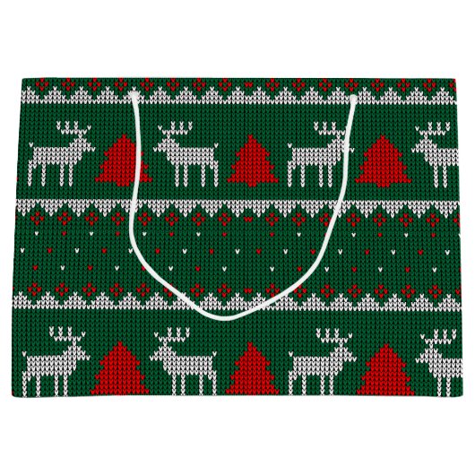 Winterwonderland, Rentier Pine Tree Green Große Geschenktüte (Vorderseite)