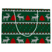 Winterwonderland, Rentier Pine Tree Green Große Geschenktüte (Rückseite)