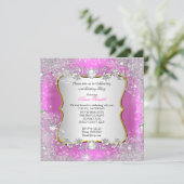 Winterwonderland Rosa Silberschneeflocke Geburtsta Einladung (Stehend Vorderseite)