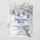 Winterwonderland Schnee Weihnachten Party Blau Wei Einladung (Vorne/Hinten)