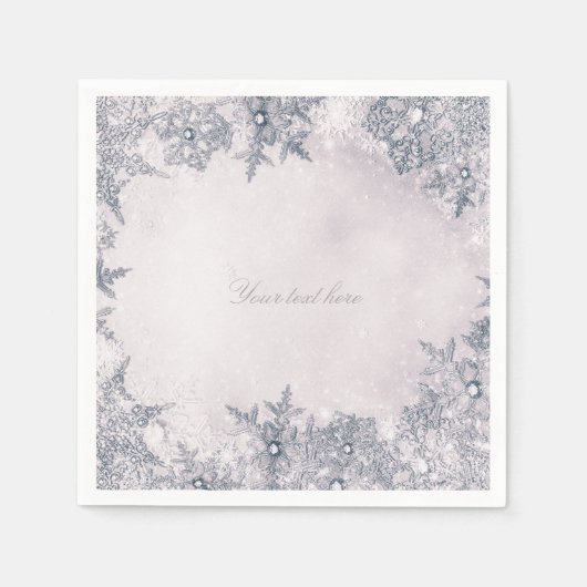 Winterwonderland Schneeflocken Blau Weiß Elegant Serviette (Vorderseite)