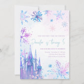 Winterwonderland Schneeflocken Girl Snow Geburtsta Einladung (Vorderseite)