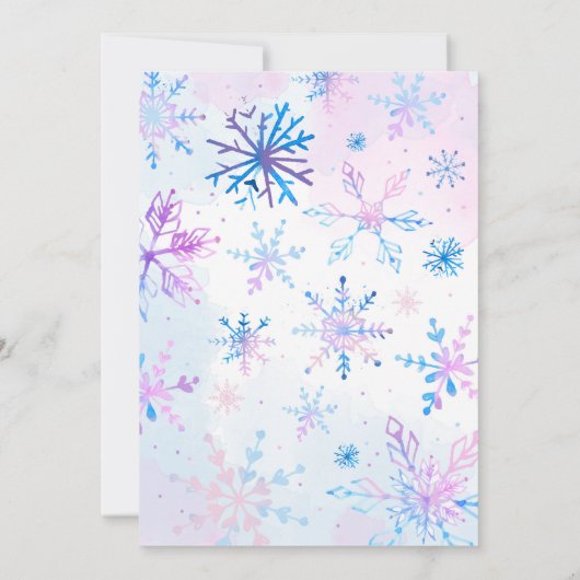 Winterwonderland Schneeflocken Girl Snow Geburtsta Einladung (Rückseite)