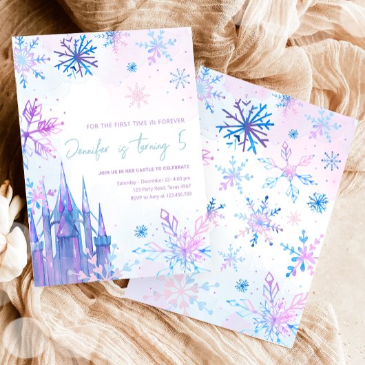 Winterwonderland Schneeflocken Girl Snow Geburtsta Einladung