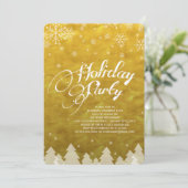 Winterwonderland Schneeflocken Goldene Feiertage Einladung (Stehend Vorderseite)