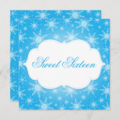Winterwonderland Schneeflocken Süß 16 Geburtstag Einladung (Vorne/Hinten)
