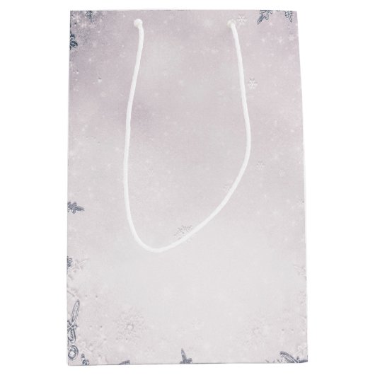 Winterwonderland Schneeflocken Weißes Elegantes Mittlere Geschenktüte (Vorderseite)