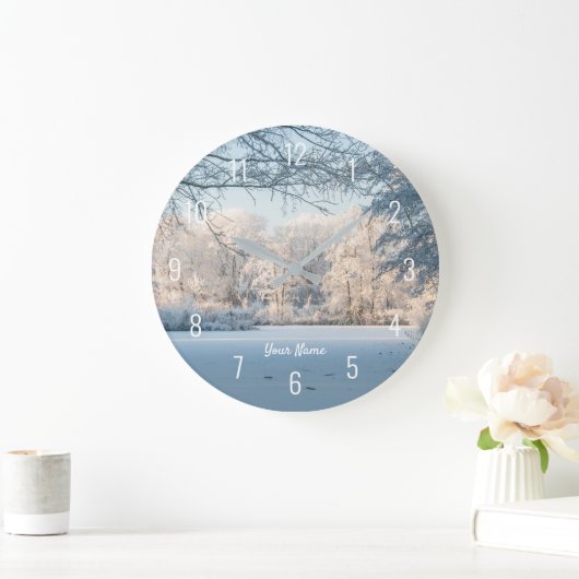 Winterwonderland Schneelandschaft Große Uhr (Zuhause)