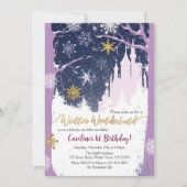 Winterwonderland Schneeprincess Burg Lila Einladung (Vorderseite)