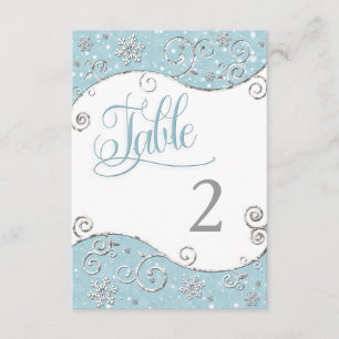 Winterwonderland Snowflakes Tischnummer Card