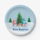 Winterwonderland Snowmen Papierplatte Pappteller (Vorderseite)