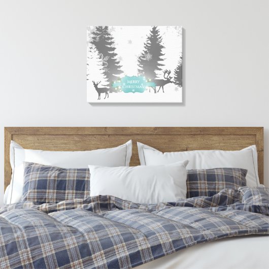Winterwonderland Stretched Canvas Print - Aquamari Leinwanddruck (Insitu (Schlafzimmer))