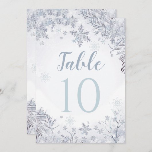 Winterwonderland-Tischnummer Einladung (Vorne/Hinten)