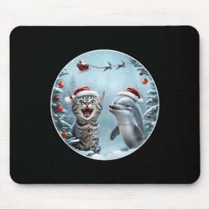 Winterwonderland Weihnachten Katze Dolphin Selfie  Mousepad