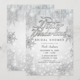 Winterwonderland Weiße Schneeflocken Elegantes Par Einladung