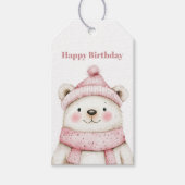 Winterwonderland Weißer Bär Happy Geburtstag Geschenkanhänger (Vorderseite)