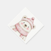 Winterwonderland Weißer Bär Rosa Geburtstag Serviette (Ecke)