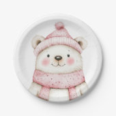 Winterwonderland Weißer Bär Rosa Pappteller (Vorderseite)