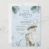 Winterwoodland Deen Geburtstagsparty Einladung (Vorderseite)