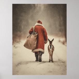 Winterwoodland-Reise des Weihnachtsmanns Poster