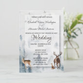 Winterwoodland Urlaub Hochzeit Einladung (Stehend Vorderseite)