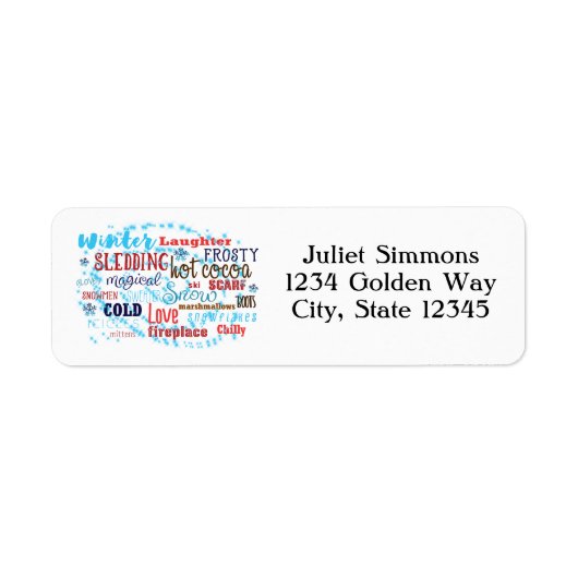 Winterwörter Typografie Fun Address Labels (Vorne)