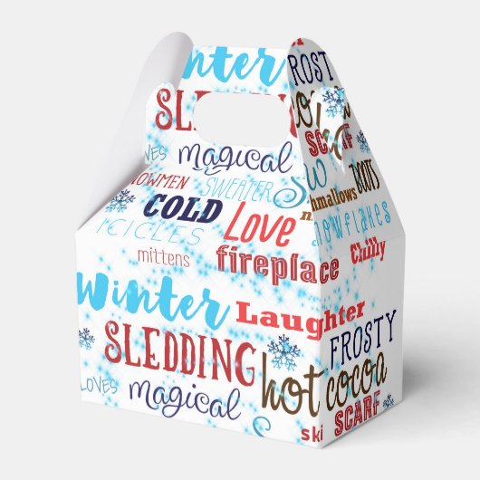 Winterwörter Typografie Fun Gastgeschenk Box Geschenkschachtel (Vorderseite)