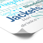 Winterwörter Typografie in Blau Poster (Ecke)