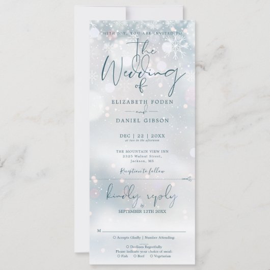 Winterwunder - alles in einer Hochzeit Einladung (Vorderseite)