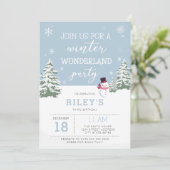 Winterwunder Geburtstagsfeier Einladung (Stehend Vorderseite)