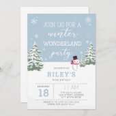 Winterwunder Geburtstagsfeier Einladung (Vorne/Hinten)